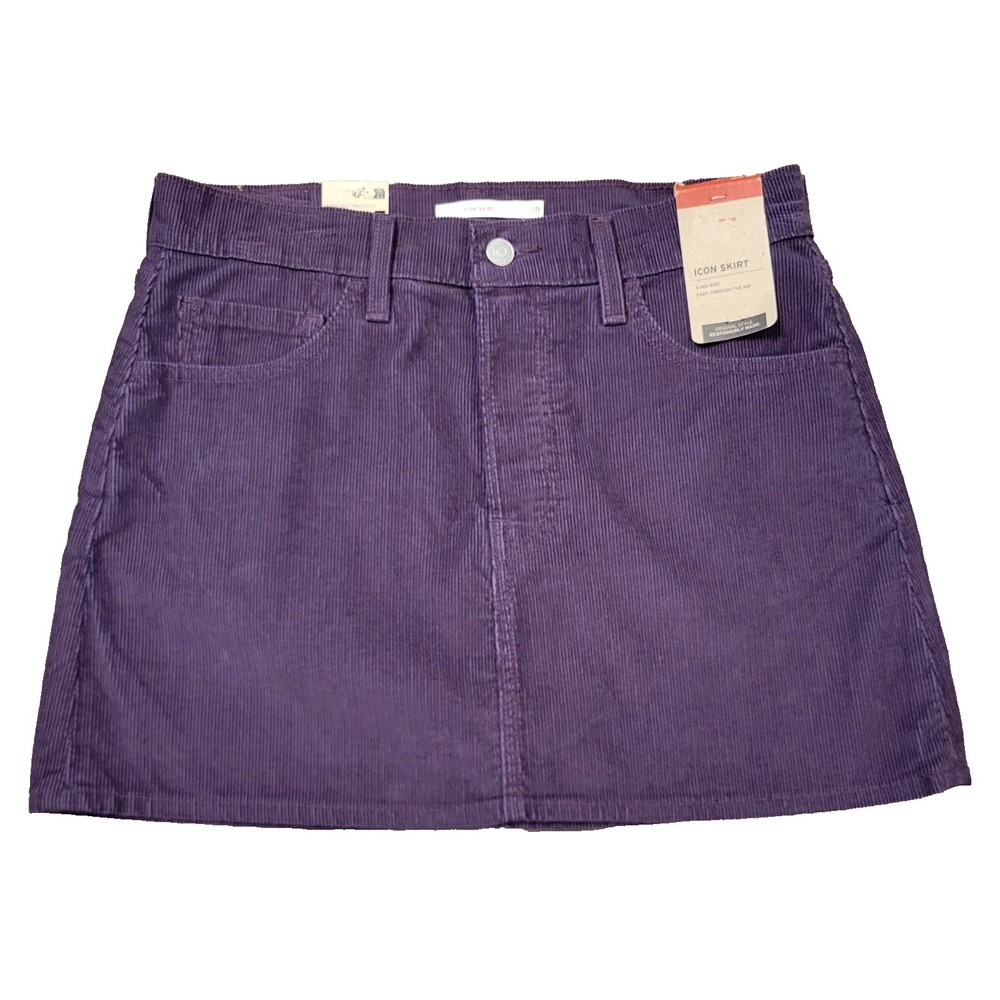 NWT Levi's Plum Corduroy ICON Mini Skirt Size 28 ~ Button Fly, Mid Rise